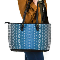 Blue Samoa Malu Tattoo Inspired Leather Tote Bag LT05 - Polynesian Pride