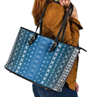 Blue Samoa Malu Tattoo Inspired Leather Tote Bag LT05 - Polynesian Pride