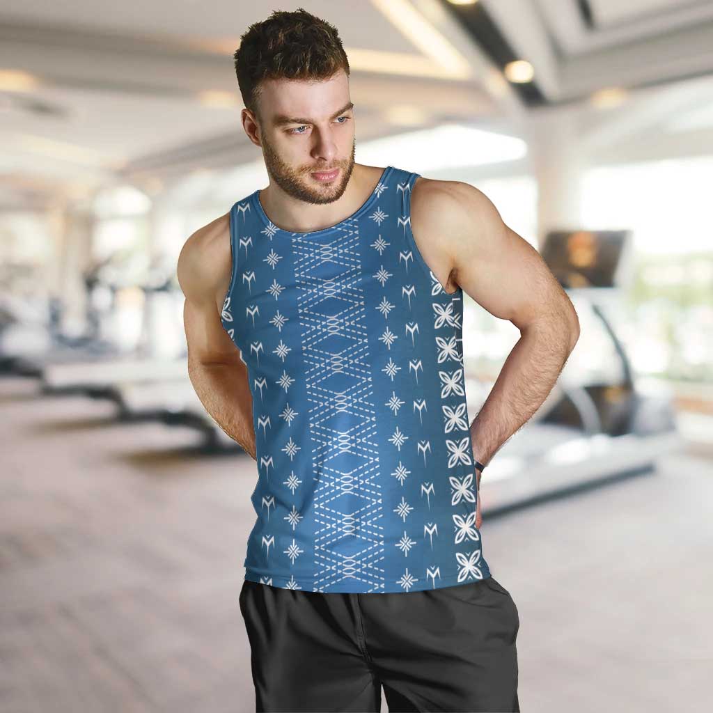 Blue Samoa Malu Tattoo Inspired Men Tank Top LT05 Blue - Polynesian Pride