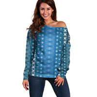Blue Samoa Malu Tattoo Inspired Off Shoulder Sweater - Polynesian Pride