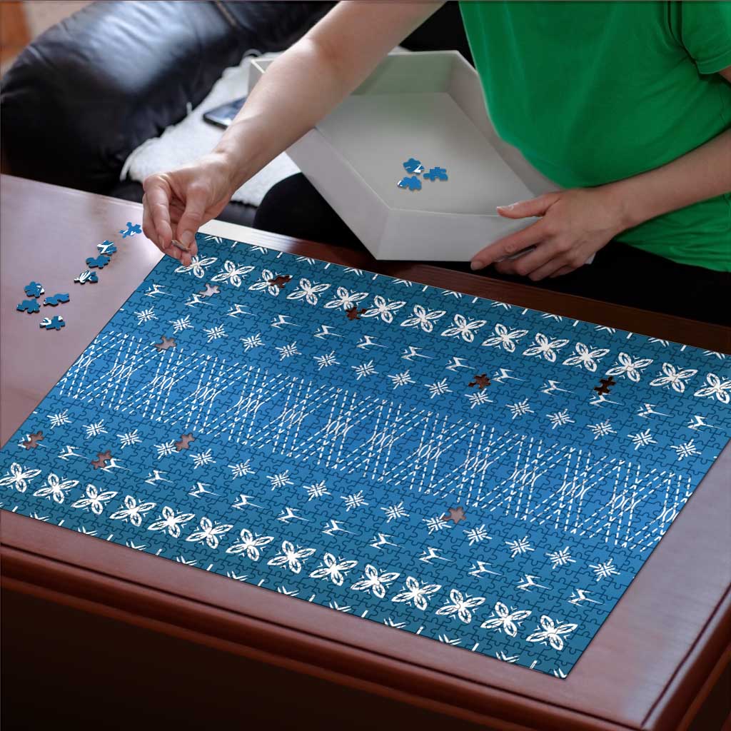 Blue Samoa Malu Tattoo Inspired Puzzle - Polynesian Pride