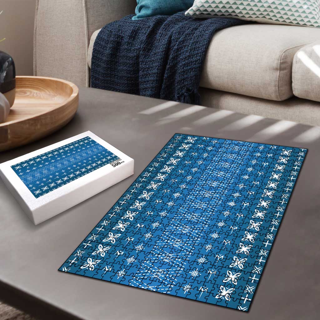 Blue Samoa Malu Tattoo Inspired Puzzle - Polynesian Pride