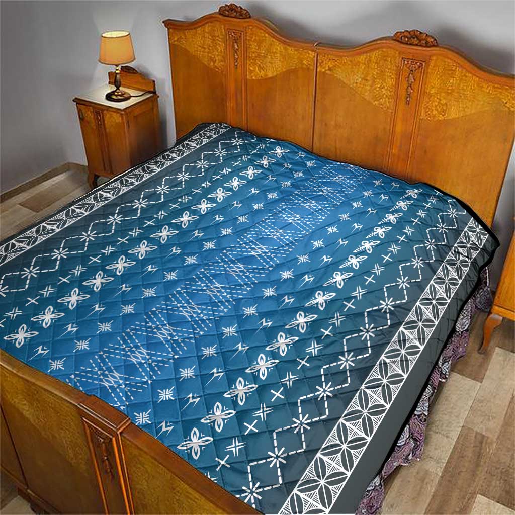 Blue Samoa Malu Tattoo Inspired Quilt - Polynesian Pride