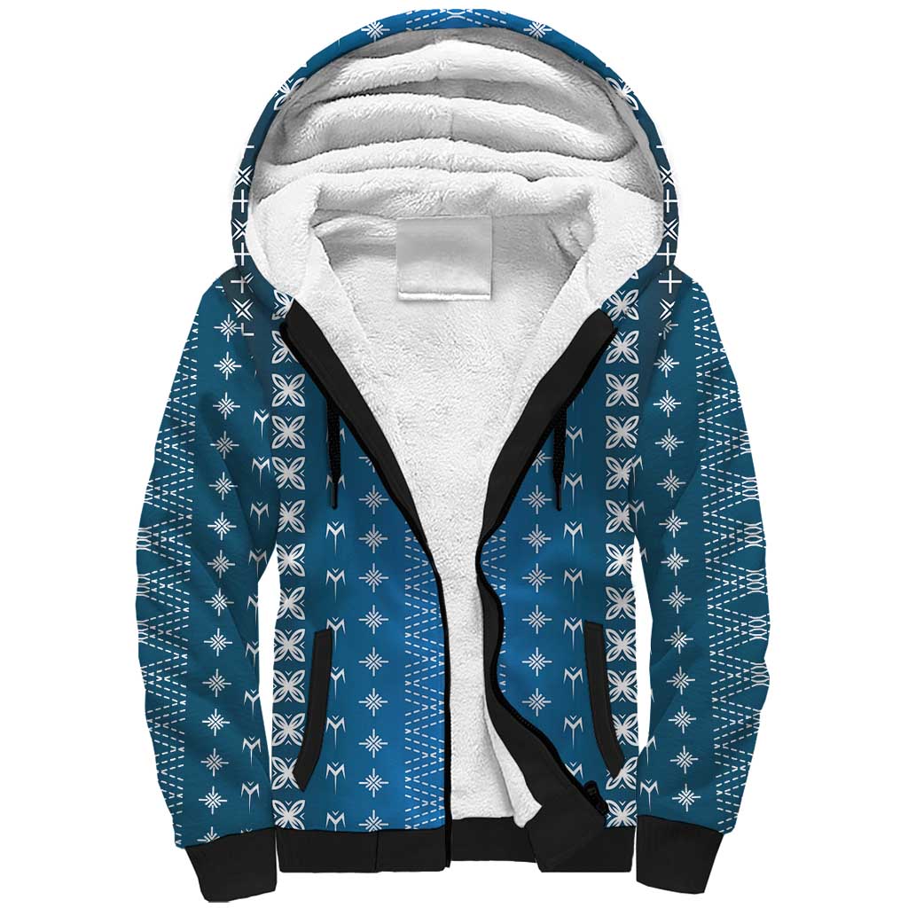 Blue Samoa Malu Tattoo Inspired Sherpa Hoodie LT05 Unisex Blue - Polynesian Pride