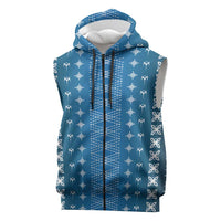 Blue Samoa Malu Tattoo Inspired Sleeveless Zip Hoodie LT05 Blue - Polynesian Pride