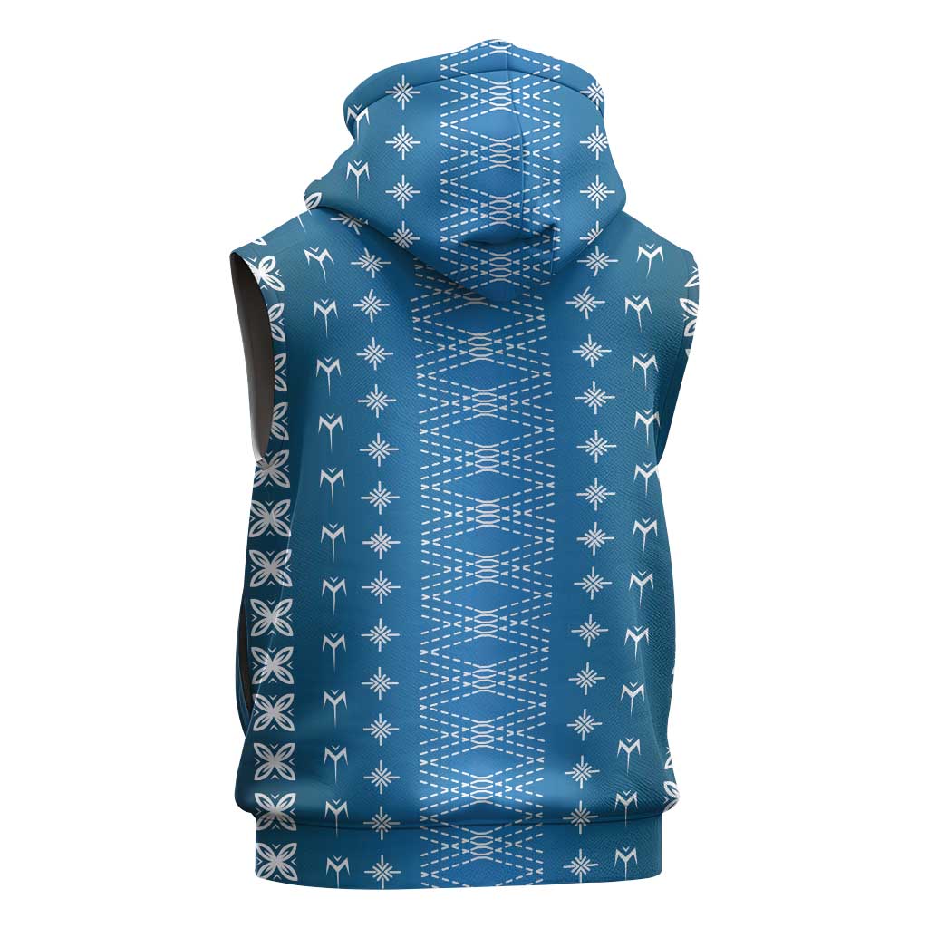 Blue Samoa Malu Tattoo Inspired Sleeveless Zip Hoodie LT05 - Polynesian Pride