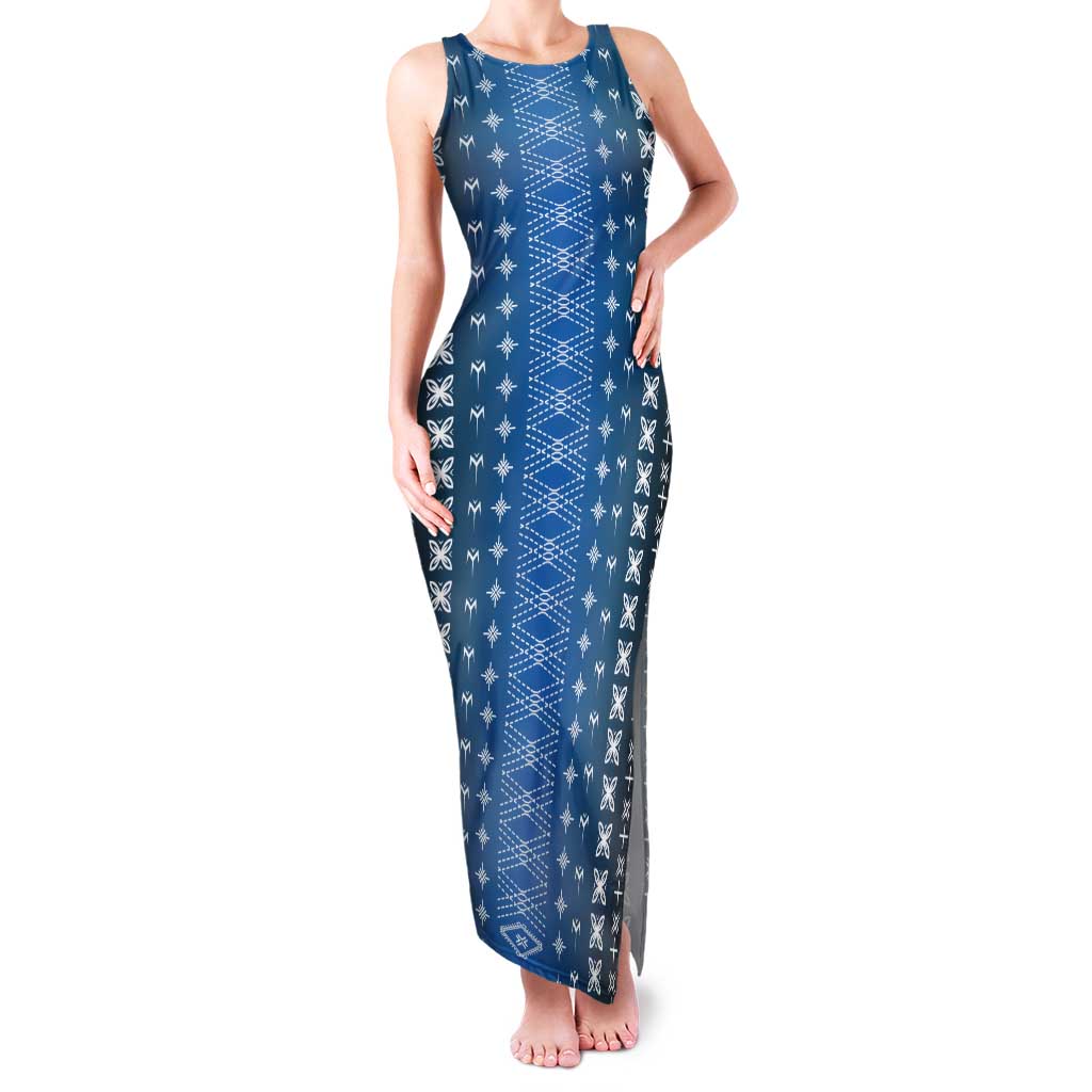 Blue Samoa Malu Tattoo Inspired Tank Maxi Dress - Polynesian Pride