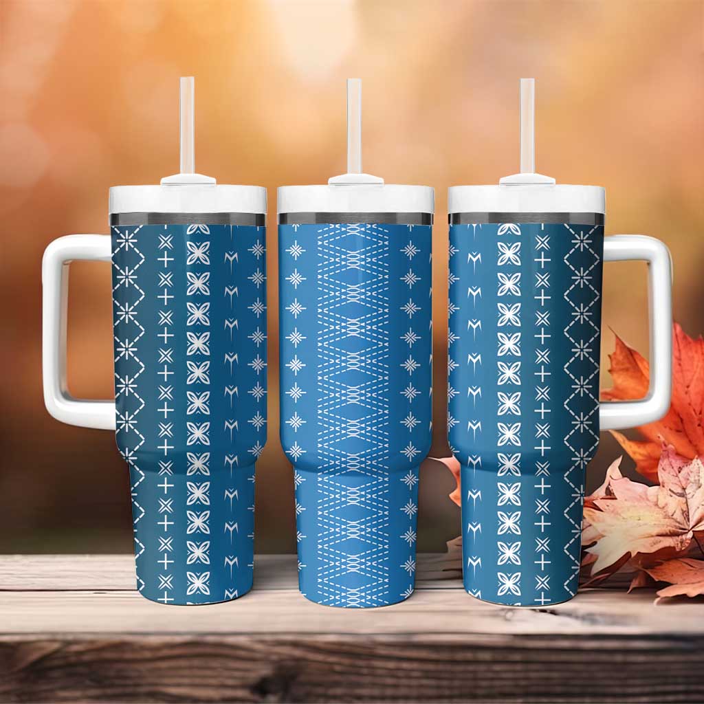 Blue Samoa Malu Tattoo Inspired Tumbler With Handle LT05 - Polynesian Pride
