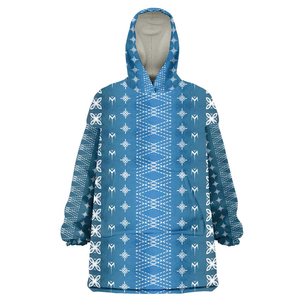 Blue Samoa Malu Tattoo Inspired Wearable Blanket Hoodie - Polynesian Pride