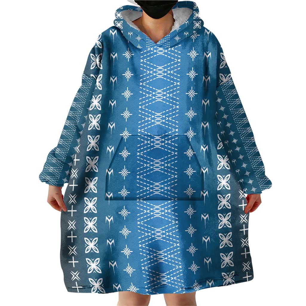 Blue Samoa Malu Tattoo Inspired Wearable Blanket Hoodie - Polynesian Pride