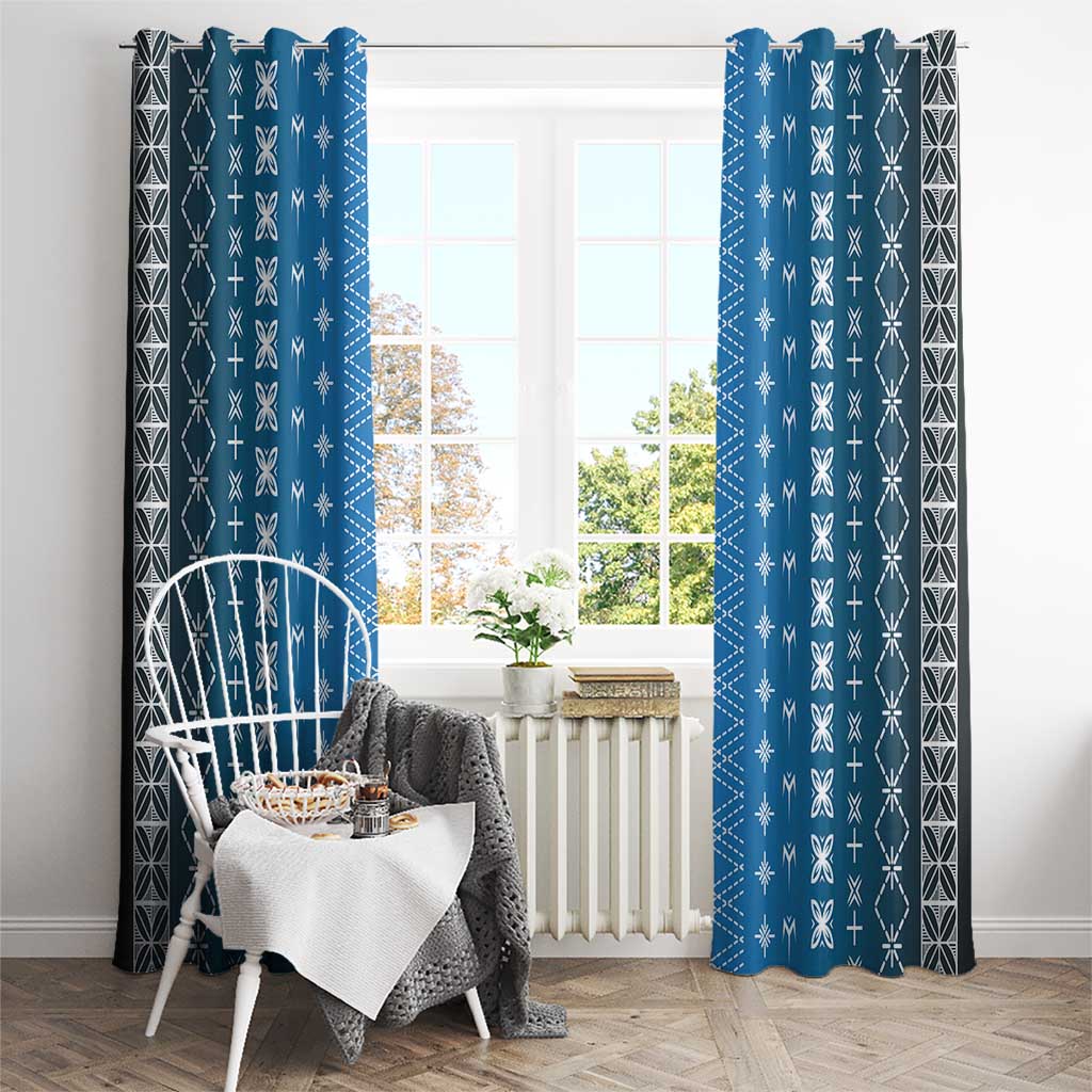 Blue Samoa Malu Tattoo Inspired Window Curtain - Polynesian Pride