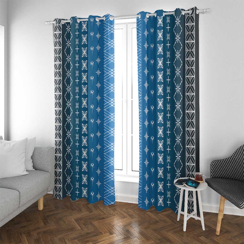 Blue Samoa Malu Tattoo Inspired Window Curtain - Polynesian Pride
