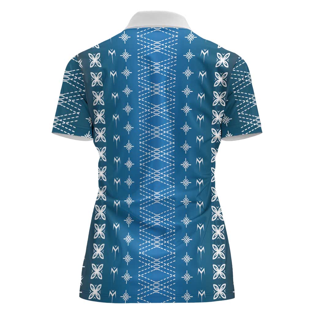 Blue Samoa Malu Tattoo Inspired Women Polo Shirt - Polynesian Pride