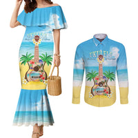 Hawaiian Ukulele Couples Matching Mermaid Dress and Long Sleeve Button Shirt Sound Of Happiness LT05 Colorful - Polynesian Pride