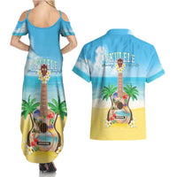 Hawaiian Ukulele Couples Matching Summer Maxi Dress and Hawaiian Shirt Sound Of Happiness LT05 - Polynesian Pride