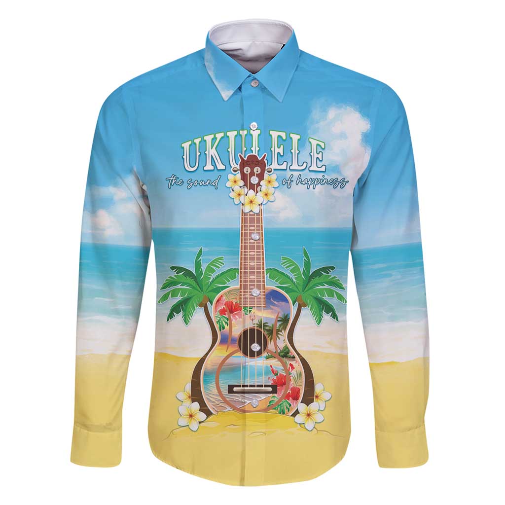 Hawaiian Ukulele Family Matching Long Sleeve Bodycon Dress and Hawaiian Shirt Sound Of Happiness LT05 Dad's Shirt - Long Sleeve Colorful - Polynesian Pride