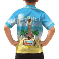 Hawaiian Ukulele Family Matching Off Shoulder Maxi Dress and Hawaiian Shirt Sound Of Happiness LT05 - Polynesian Pride