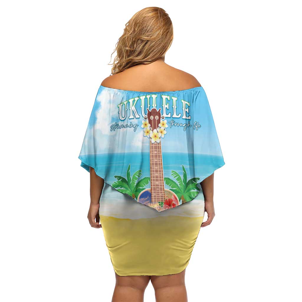 Hawaiian Ukulele Family Matching Off Shoulder Short Dress and Hawaiian Shirt Sound Of Happiness LT05 - Polynesian Pride
