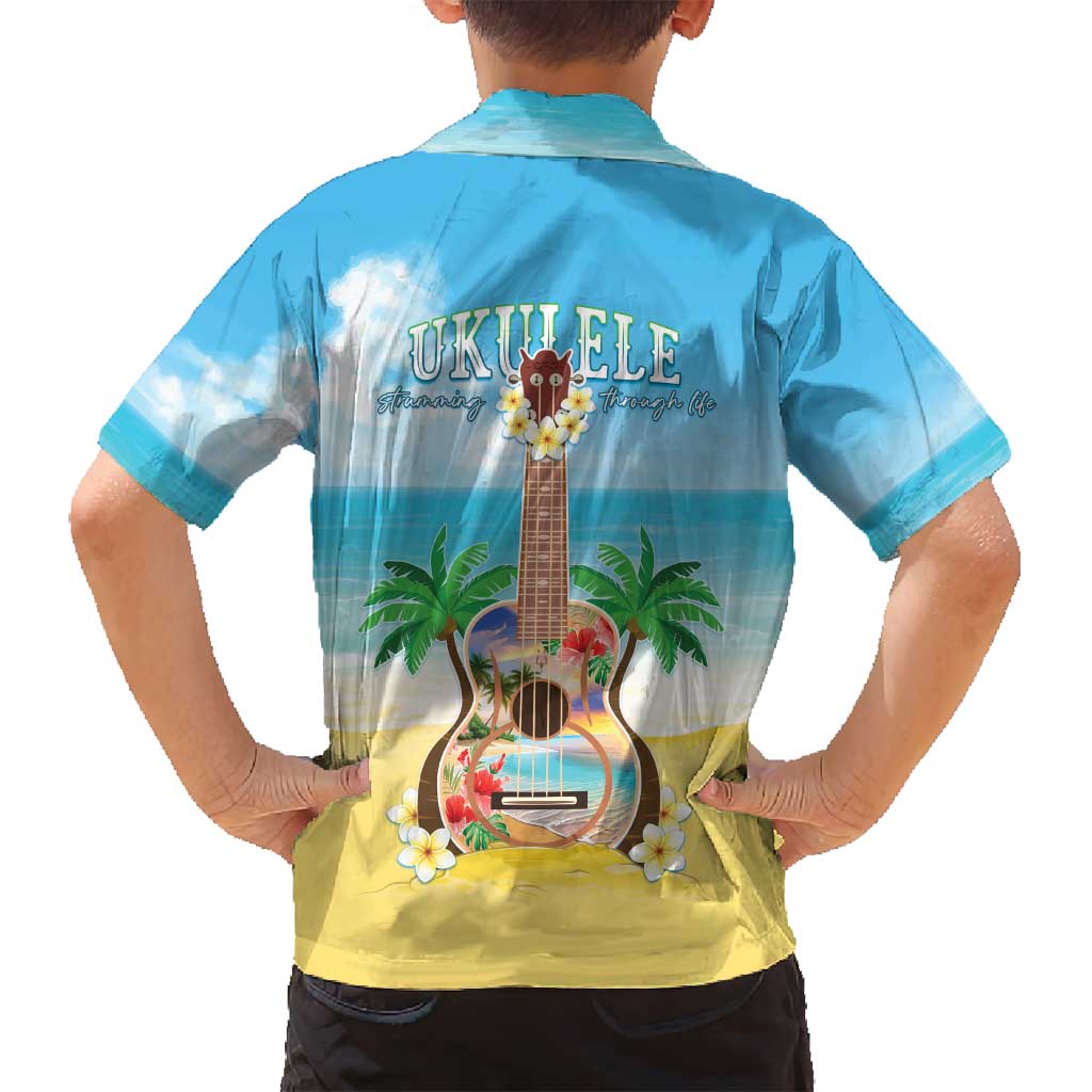 Hawaiian Ukulele Family Matching Puletasi and Hawaiian Shirt Sound Of Happiness