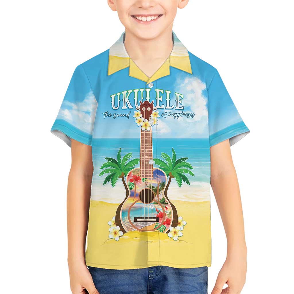 Hawaiian Ukulele Family Matching Puletasi and Hawaiian Shirt Sound Of Happiness