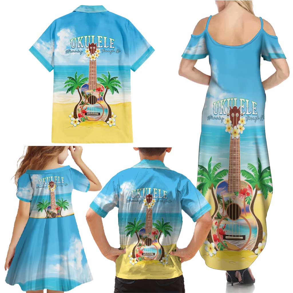Hawaiian Ukulele Family Matching Summer Maxi Dress and Hawaiian Shirt Sound Of Happiness LT05 - Polynesian Pride