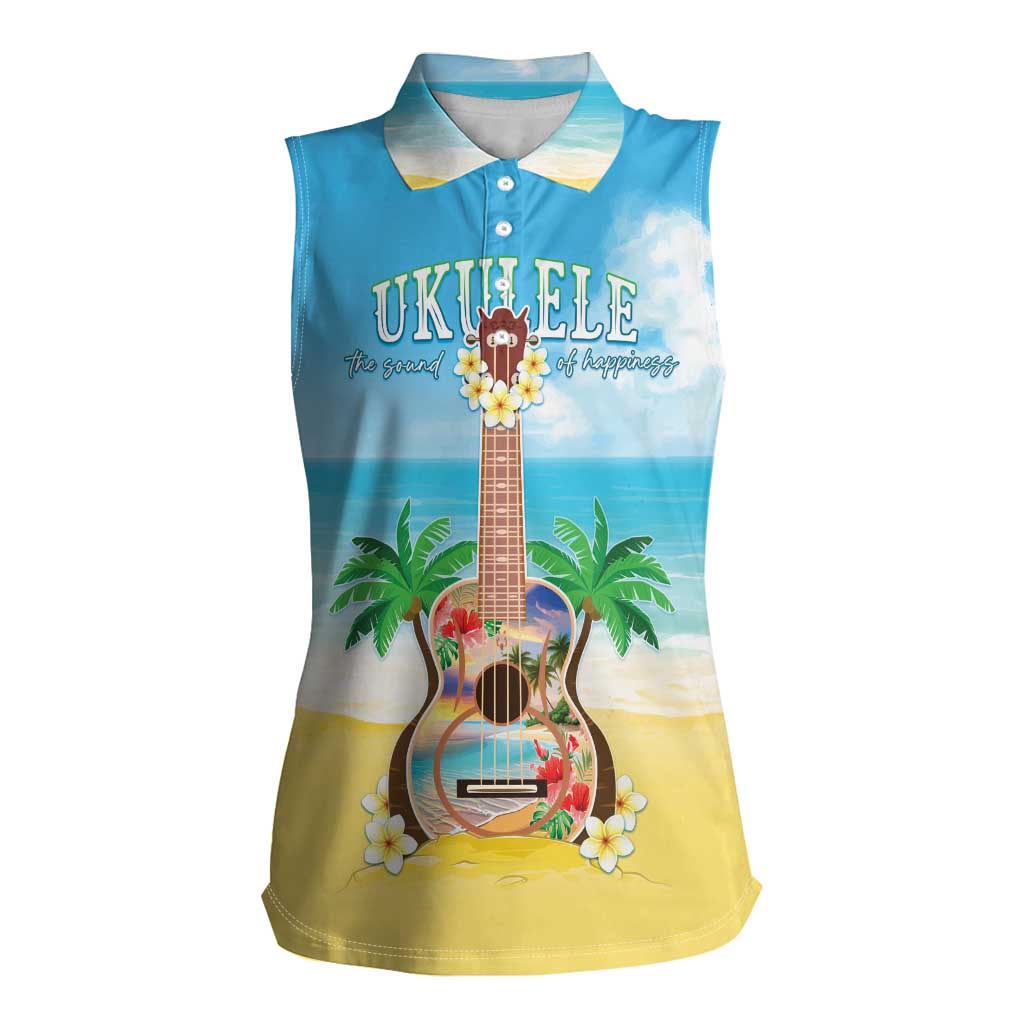 Hawaiian Ukulele Women Sleeveless Polo Shirt Sound Of Happiness LT05 Female Colorful - Polynesian Pride