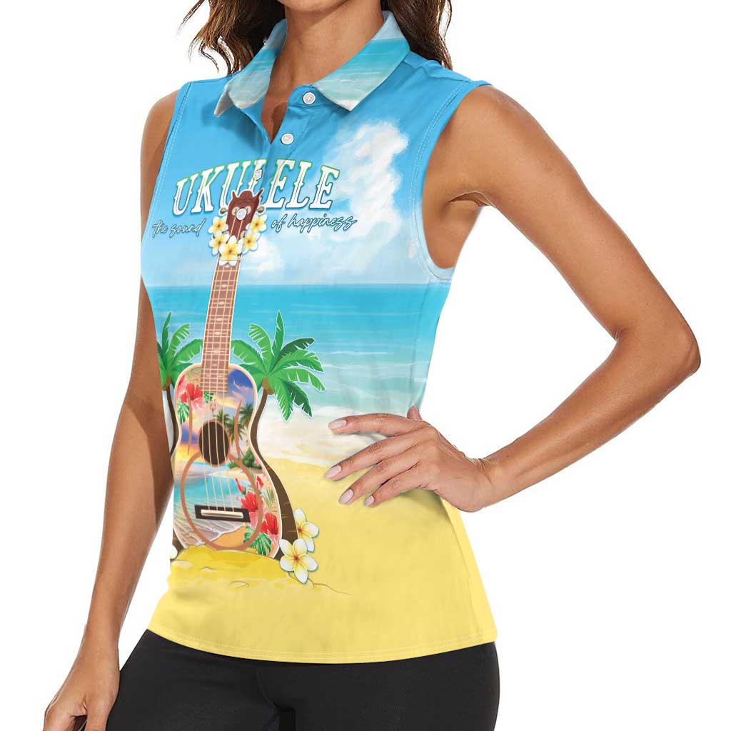 Hawaiian Ukulele Women Sleeveless Polo Shirt Sound Of Happiness LT05 - Polynesian Pride