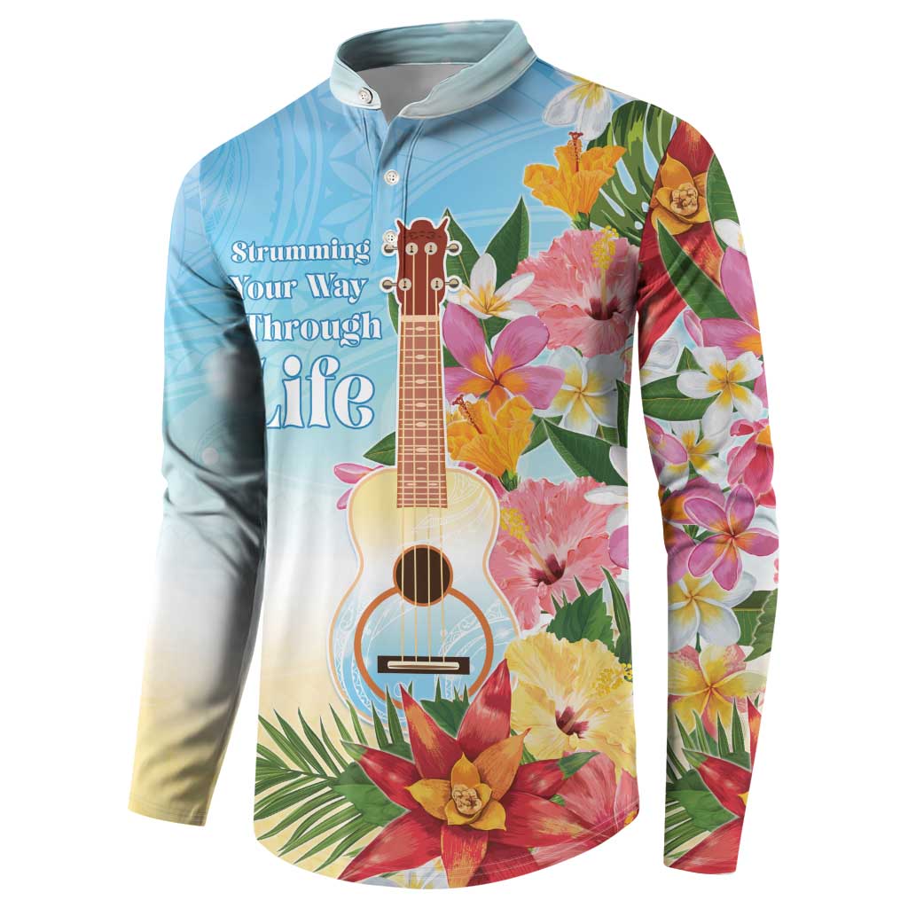 National Ukulele Day Button Sweatshirt Tropical Vibe