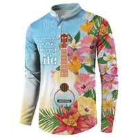 National Ukulele Day Button Sweatshirt Tropical Vibe