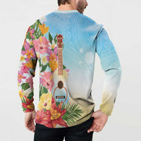 National Ukulele Day Button Sweatshirt Tropical Vibe