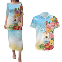 National Ukulele Day Couples Matching Puletasi and Hawaiian Shirt Tropical Vibe