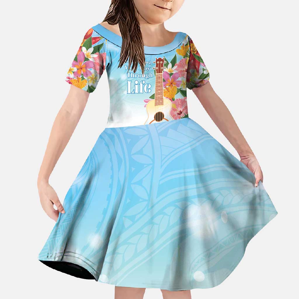 National Ukulele Day Family Matching Off Shoulder Maxi Dress and Hawaiian Shirt Tropical Vibe