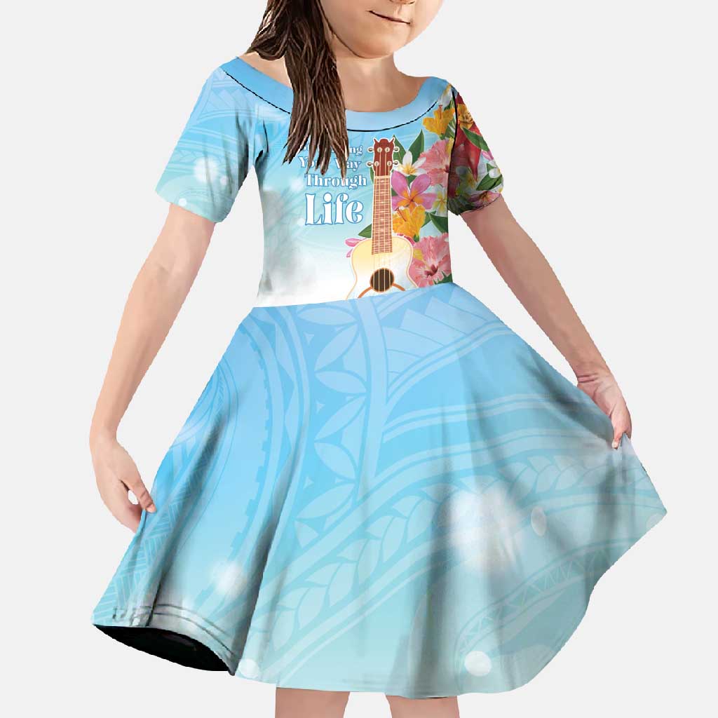 National Ukulele Day Family Matching Short Sleeve Bodycon Dress and Hawaiian Shirt Tropical Vibe