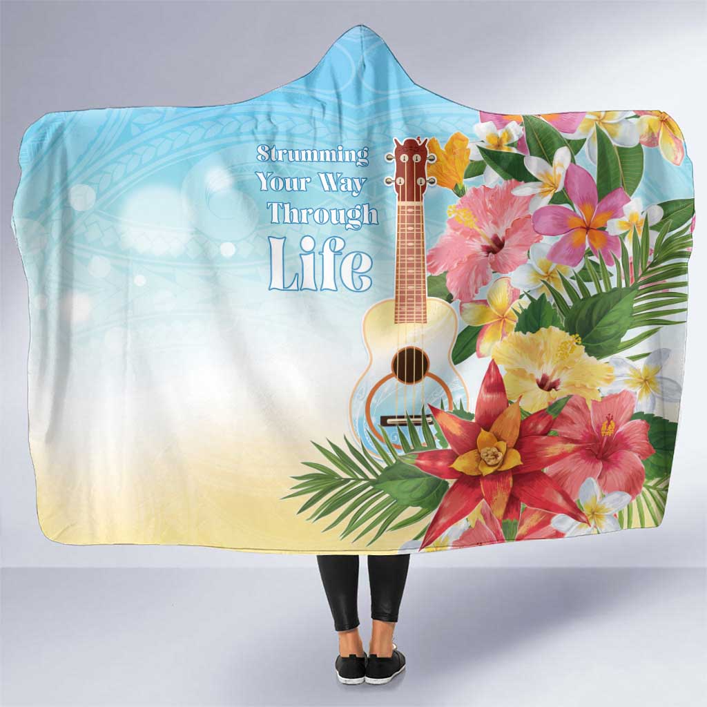 National Ukulele Day Hooded Blanket Tropical Vibe