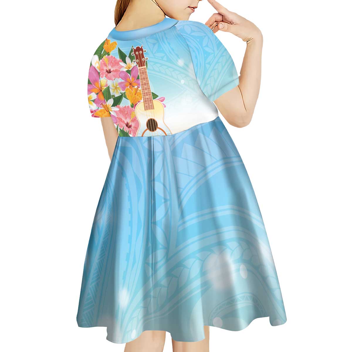 National Ukulele Day Kid Short Sleeve Dress Tropical Vibe