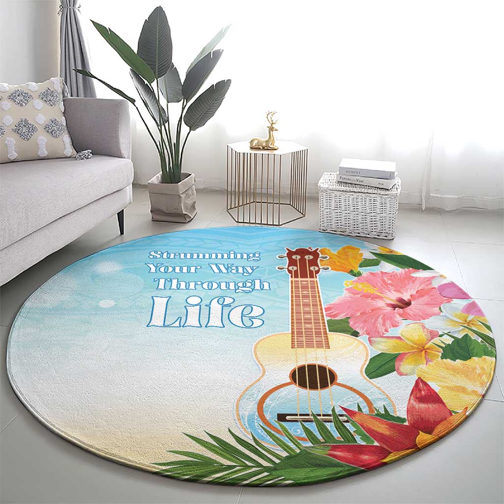 National Ukulele Day Round Carpet Tropical Vibe