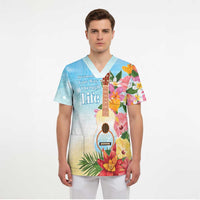 National Ukulele Day Scrub Top Tropical Vibe - Polynesian Pride