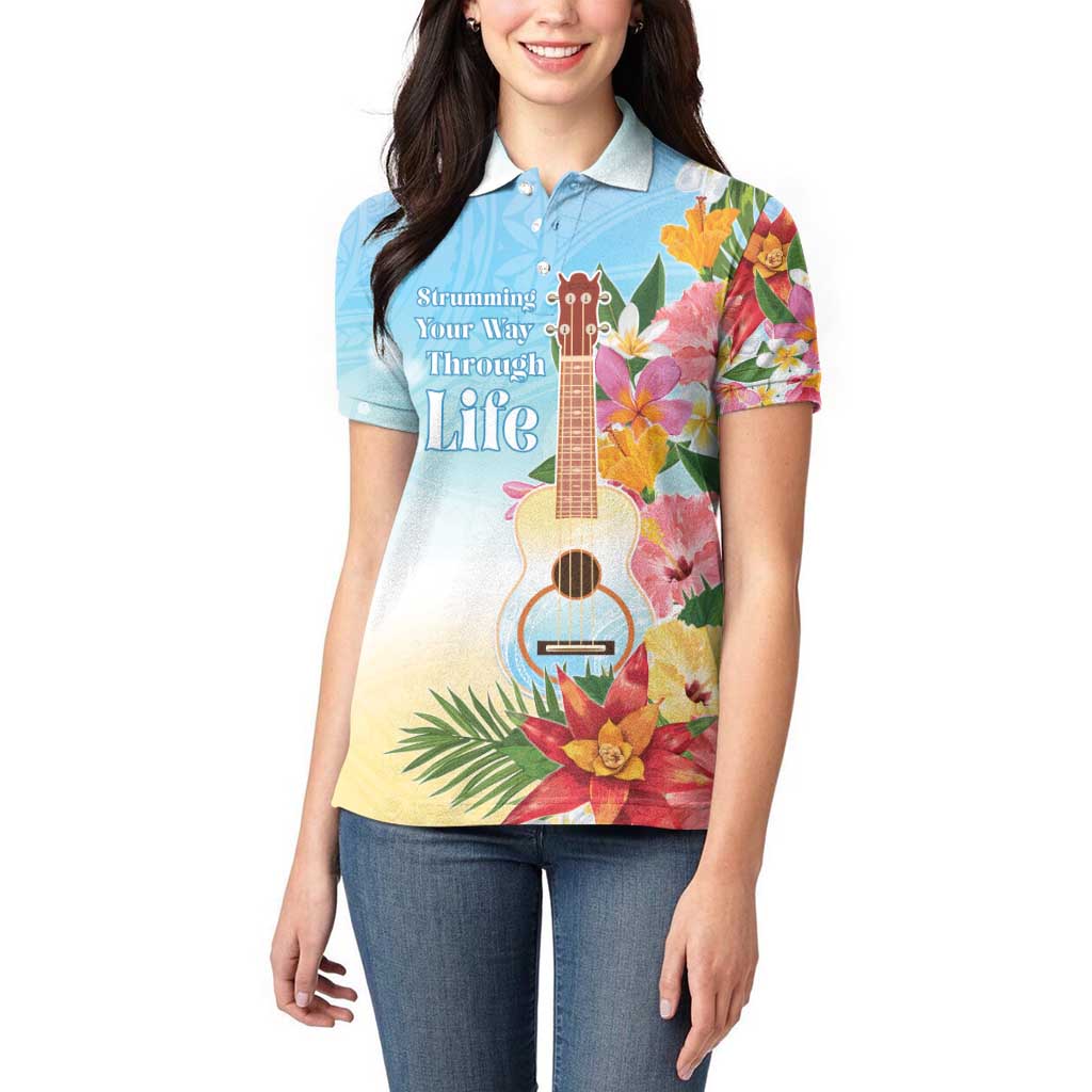 National Ukulele Day Women Polo Shirt Tropical Vibe