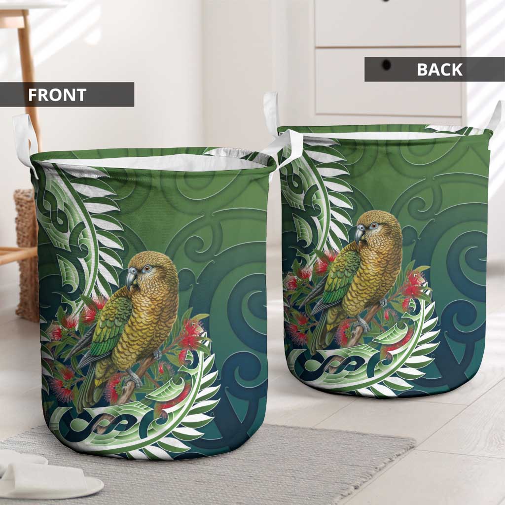 New Zealand Kea Bird Laundry Basket With Maori Koru Fern LT05 - Polynesian Pride
