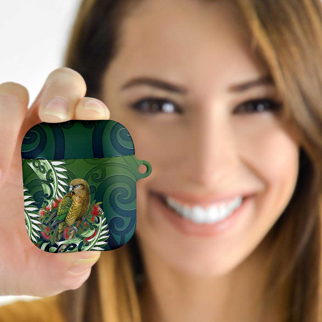New Zealand Kea Bird AirPods Case With Maori Koru Fern - Polynesian Pride