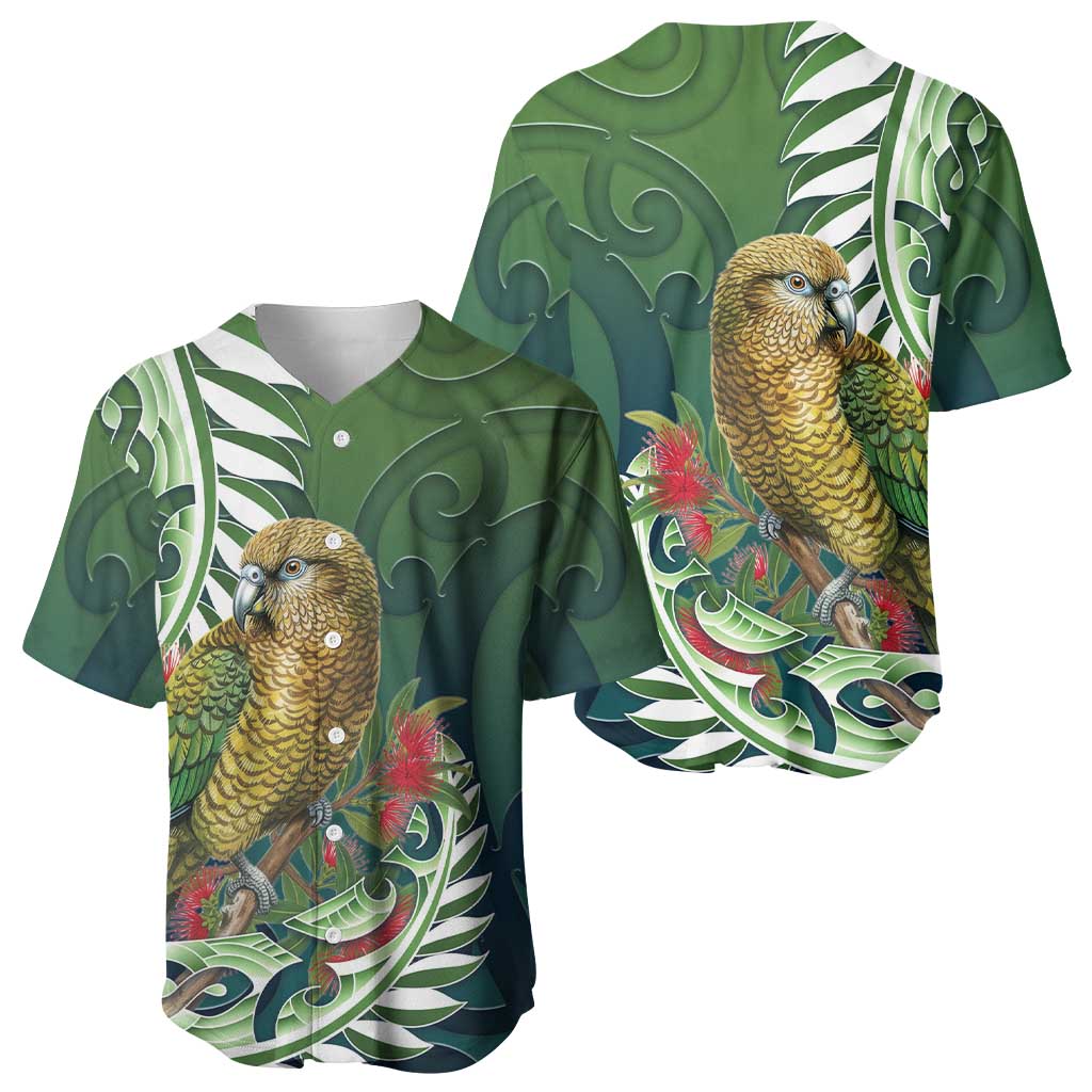 New Zealand Kea Bird Baseball Jersey With Maori Koru Fern LT05 - Polynesian Pride