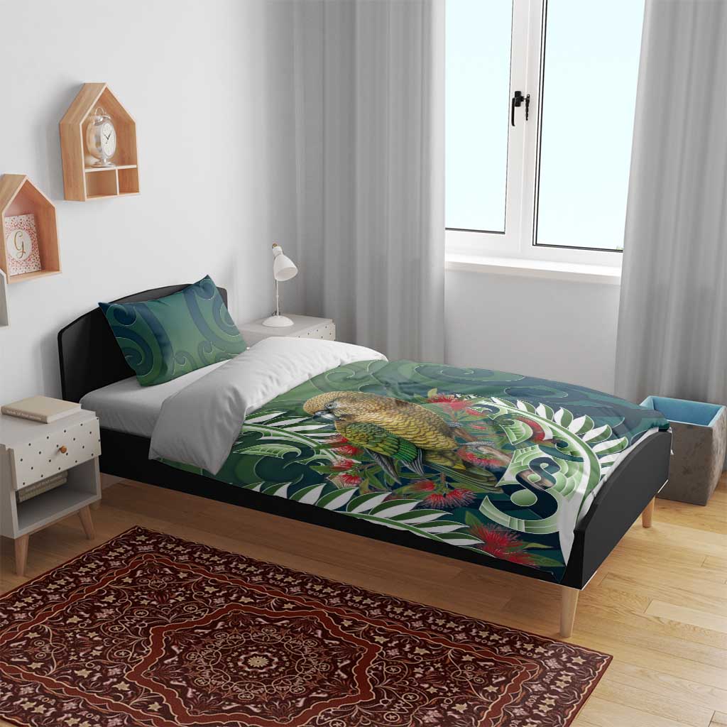 New Zealand Kea Bird Bedding Set With Maori Koru Fern - Polynesian Pride