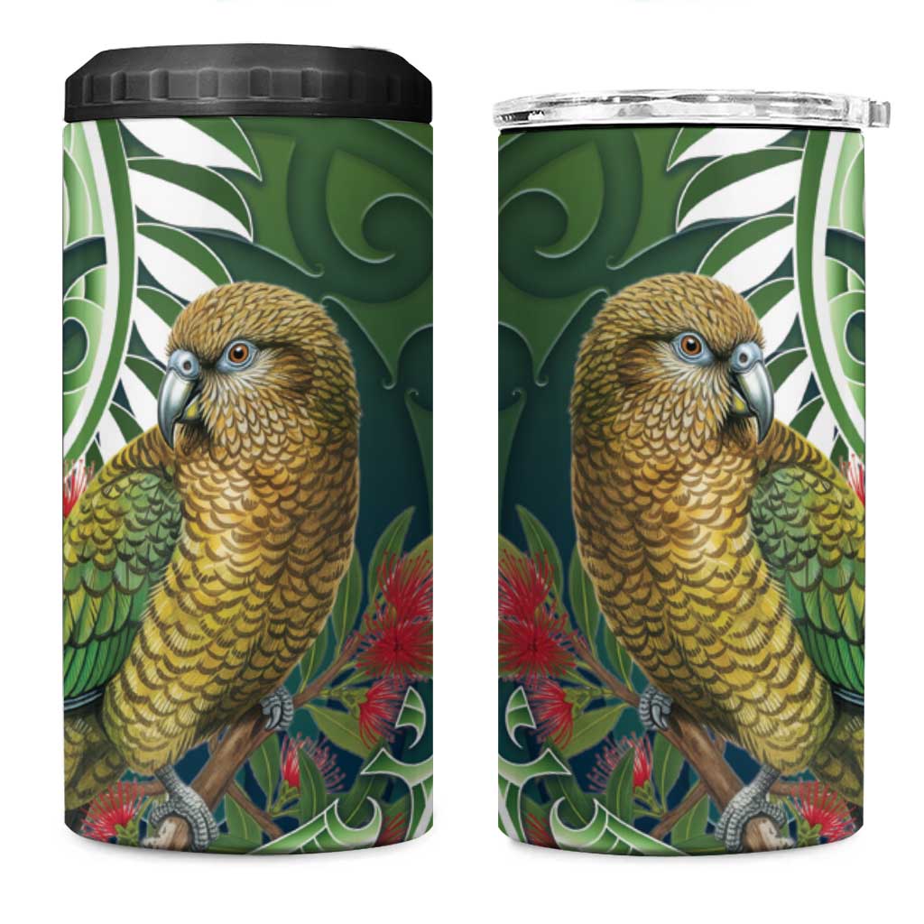 New Zealand Kea Bird 4 in 1 Can Cooler Tumbler With Maori Koru Fern - Polynesian Pride
