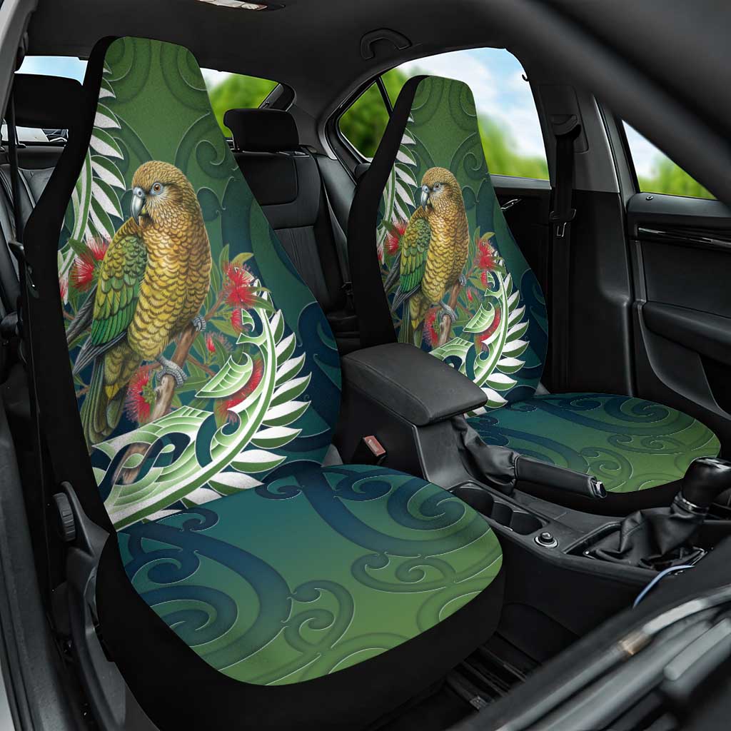 New Zealand Kea Bird Car Seat Cover With Maori Koru Fern - Polynesian Pride