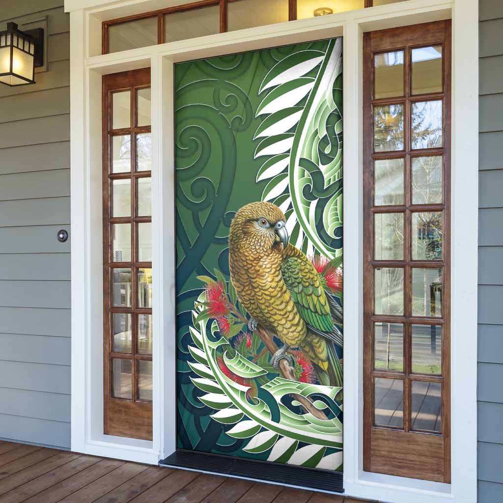 New Zealand Kea Bird Door Cover With Maori Koru Fern - Polynesian Pride