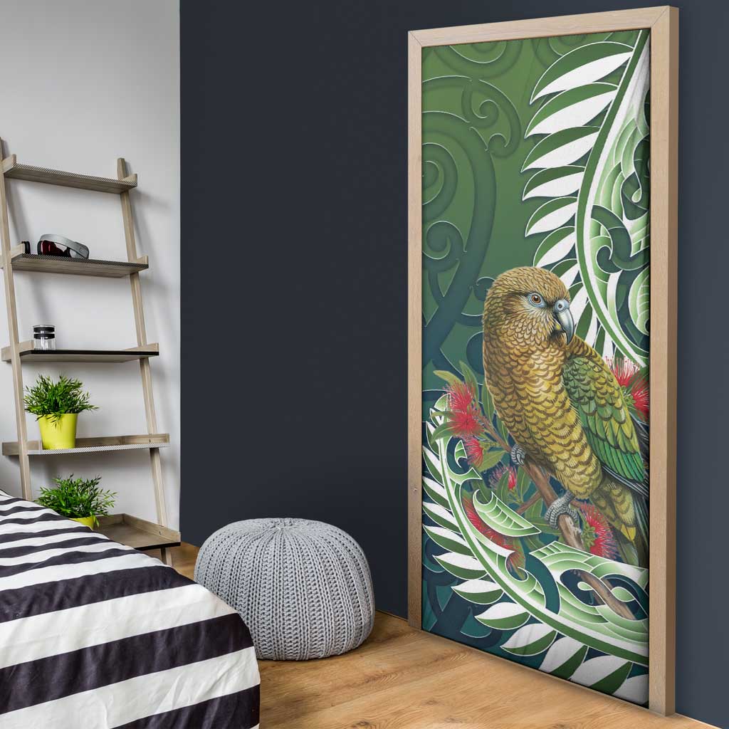 New Zealand Kea Bird Door Cover With Maori Koru Fern - Polynesian Pride
