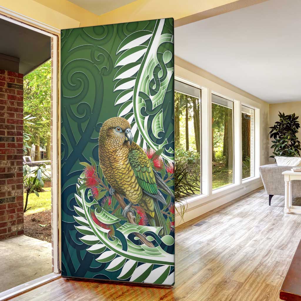 New Zealand Kea Bird Door Cover With Maori Koru Fern - Polynesian Pride