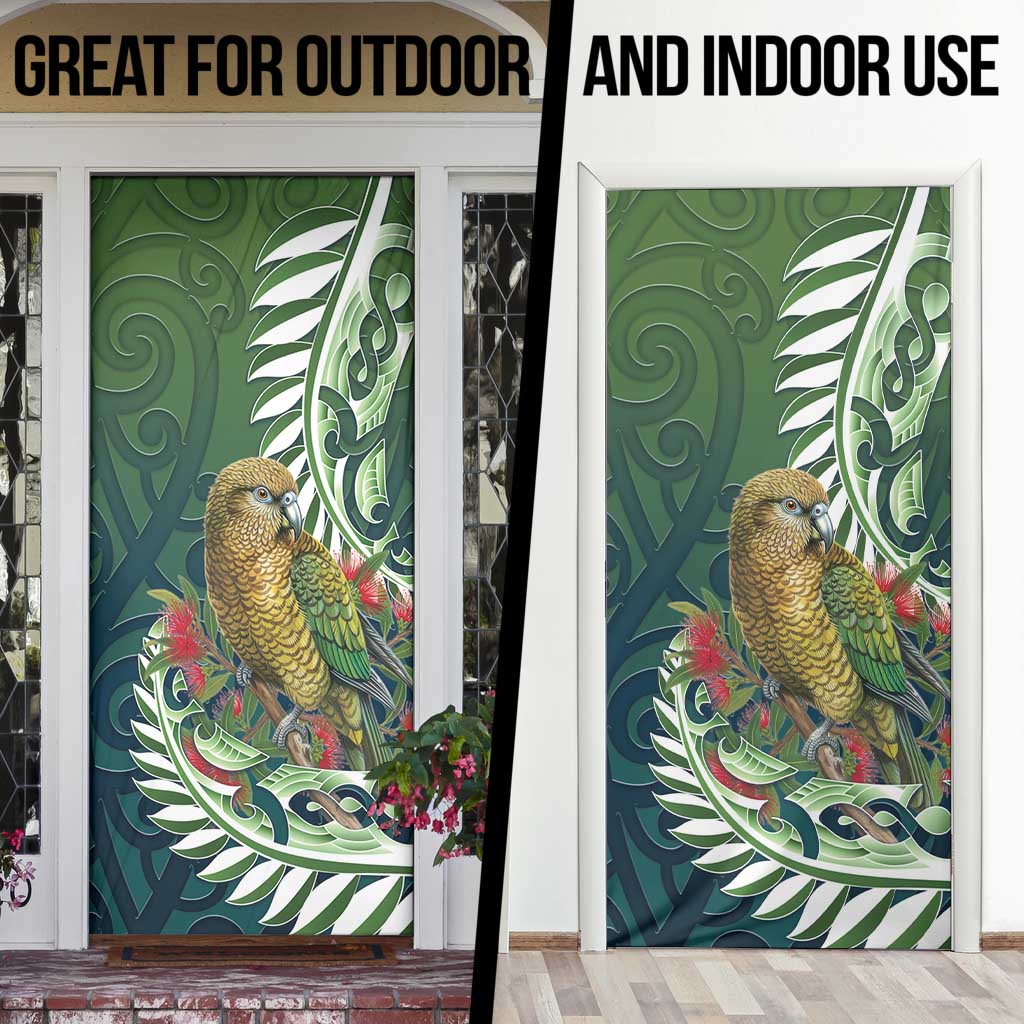 New Zealand Kea Bird Door Cover With Maori Koru Fern - Polynesian Pride