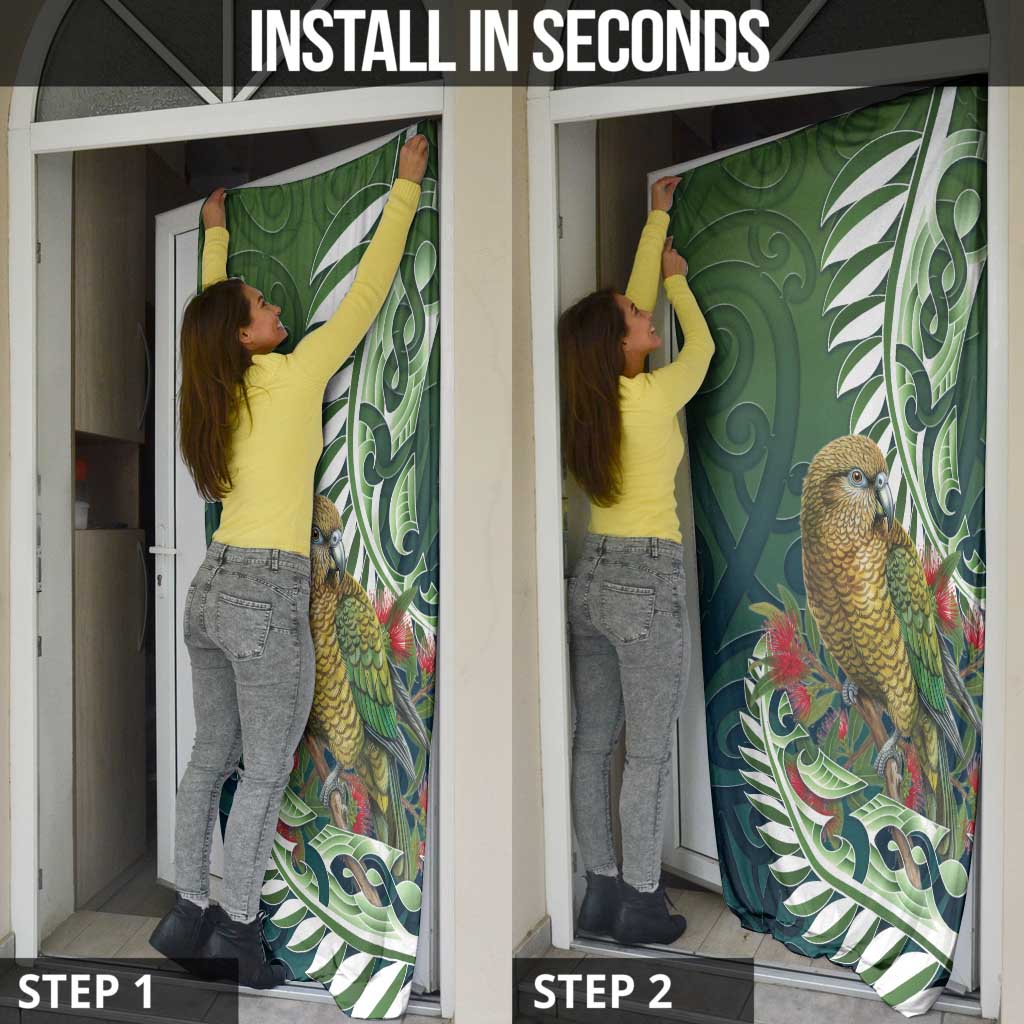 New Zealand Kea Bird Door Cover With Maori Koru Fern - Polynesian Pride