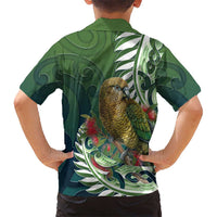 New Zealand Kea Bird Family Matching Tank Maxi Dress and Hawaiian Shirt With Maori Koru Fern LT05 - Polynesian Pride